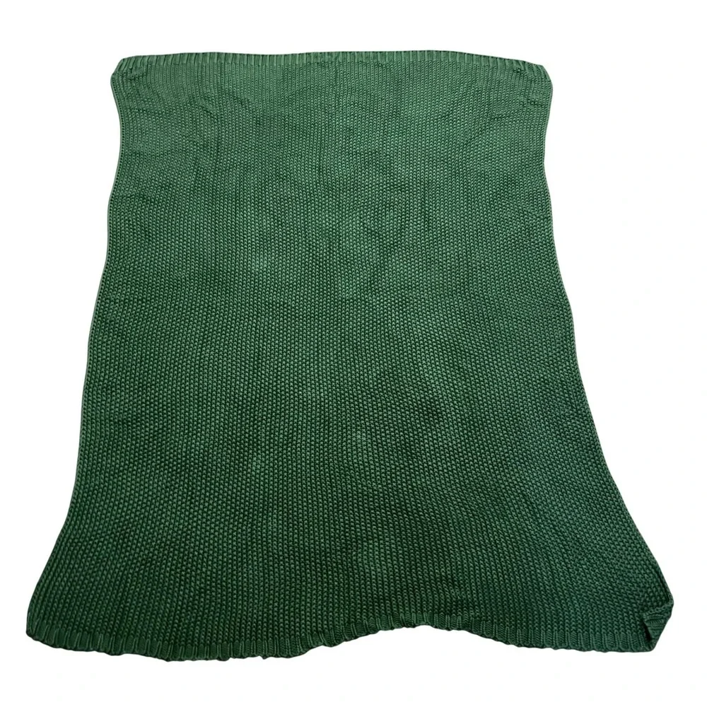 Longhui Bedding Forest Green Chunky Knit Cotton Throw Blanket 66x72 OEKO-TEX